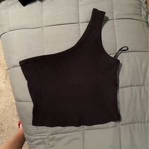 Black one shoulder tank top women’s size small
